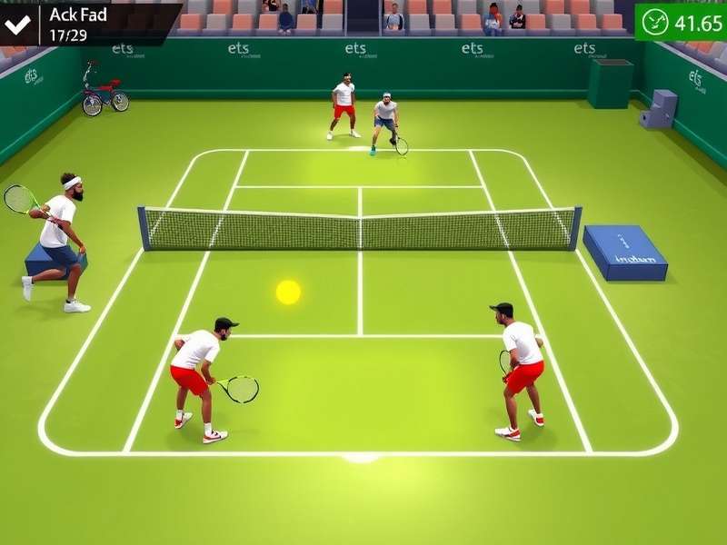 Tennis Clash Elite gameplay screenshot showing character in action